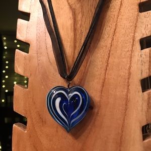 Hand blown glass heart pendant